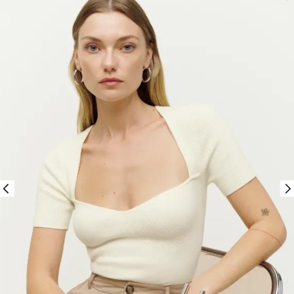 Reformation Kellie Cotton Short Sleeve Sweater